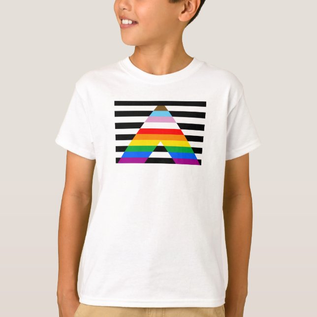 Camiseta Bandera de orgullo aliada al progreso LGBTQ (Anverso)