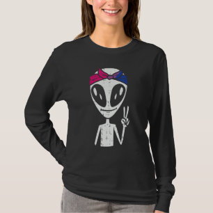 Camiseta Bandera de orgullo Bi Paz Alien Bisexual Lgbtq Muj