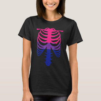Camiseta Bandera de orgullo bisexual   Esqueleto caja torác