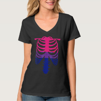 Camiseta Bandera de orgullo bisexual   Esqueleto caja torác