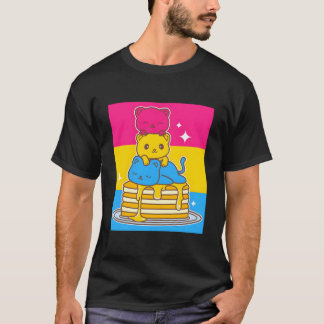 Camiseta Bandera de orgullo de pansexualidad de gatos Kawai
