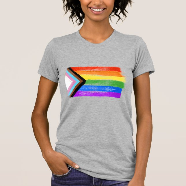 CAMISETA BANDERA DE ORGULLO DE PROGRESO PINTADA (Anverso)