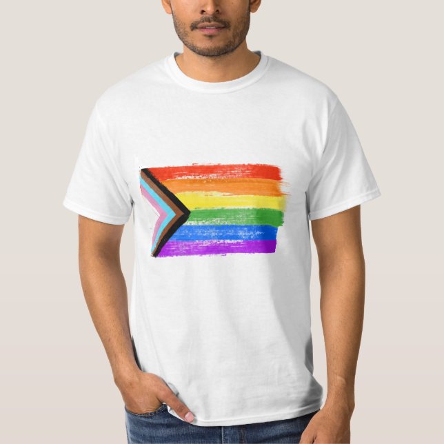 CAMISETA BANDERA DE ORGULLO DE PROGRESO PINTADA (Anverso)