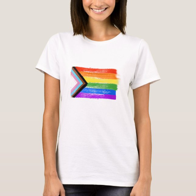 CAMISETA BANDERA DE ORGULLO DE PROGRESO PINTADO (Anverso)