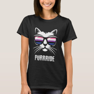 Camiseta Bandera de orgullo genderfluid Gato divertido Purr