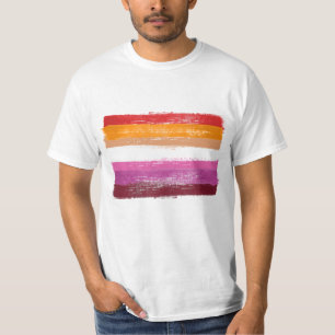 CAMISETA BANDERA DE ORGULLO LESBIANA PINTADA RAYAS DE PUEST