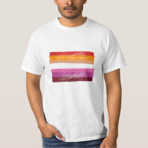 CAMISETA BANDERA DE ORGULLO LESBIANA PINTADA RAYAS DE PUEST