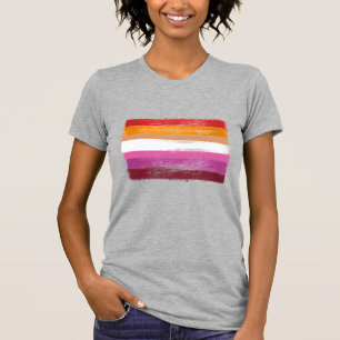 CAMISETA BANDERA DE ORGULLO LESBIANO PINTADA RAYAS DE PUEST