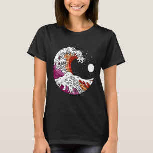 Camiseta Bandera de orgullo lésbico de la Gran Ola Japonesa
