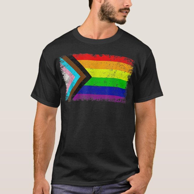 Camiseta Bandera de Orgullo Progresista Inclusivo Gay Orgul (Anverso)