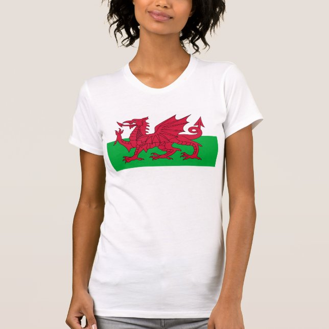 Camiseta Bandera de País de Gales - el dragón rojo - Baner (Anverso)