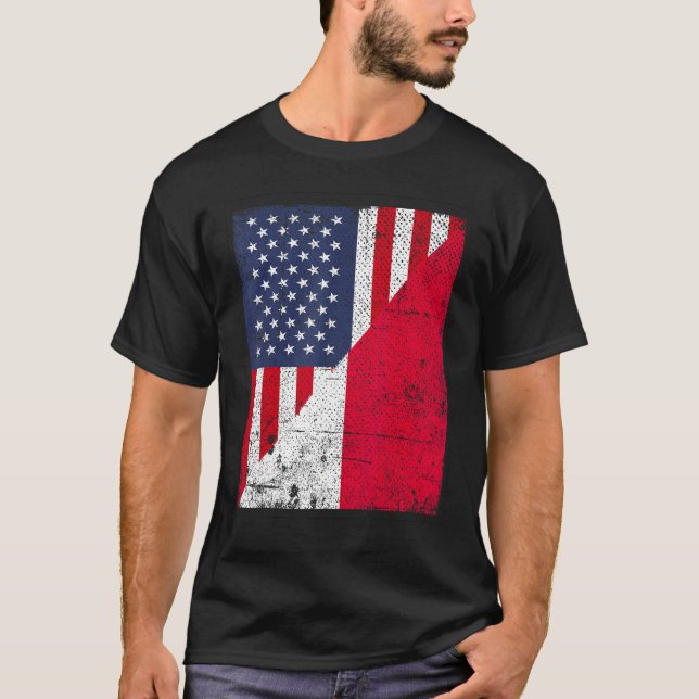 Camiseta Bandera de país mitad EE. UU. mitad Polonia (Anverso)