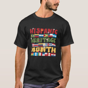 Camiseta Bandera de países latinos, retro Groovy, heri hisp
