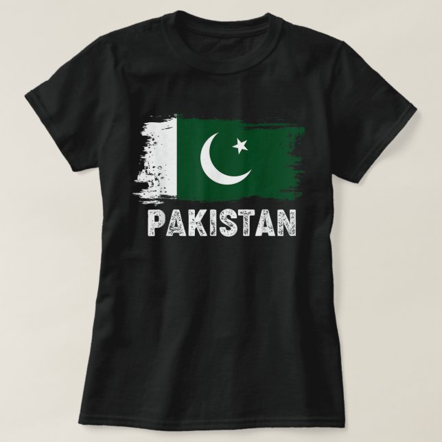 Camiseta Bandera de Pakistán antigua Orgullo familiar paqui (Diseño del anverso)