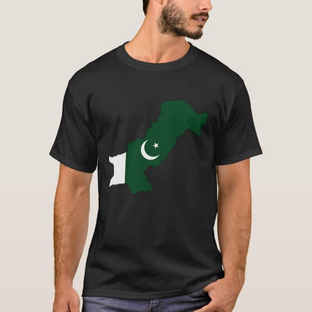 Camiseta Bandera de Pakistán en el mapa (Anverso)