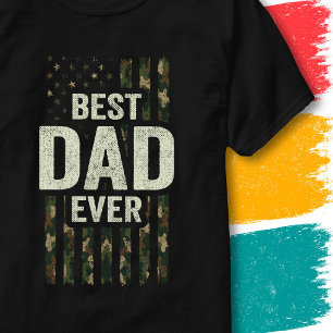 Camiseta Bandera de Papá al Aire Libre Mejor Papá Camuflaje