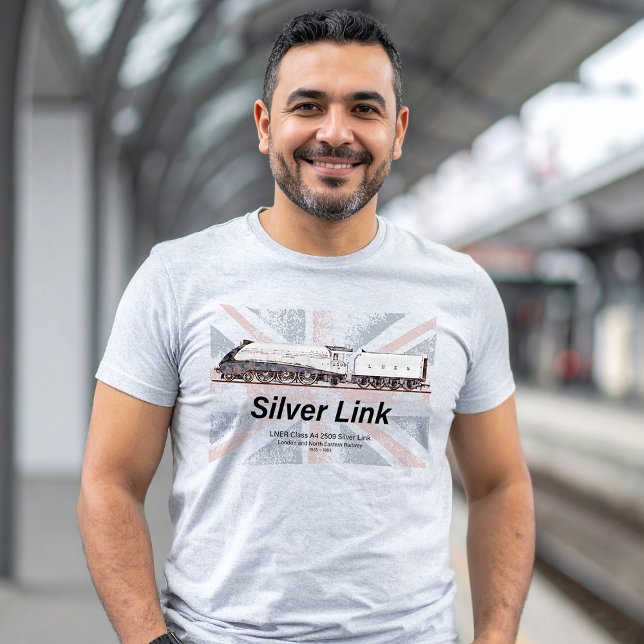 Camiseta Bandera de perfil de locomotora Silver Link LNER C (LNER Class A4 2509 Silver Link Steam Locomotive. Mens Basic T-Shirt)