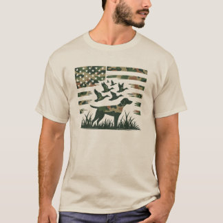 Camiseta Bandera de perro de caza de pato Mallard de camufl