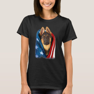 Camiseta Bandera de perro estadounidense cubre a pastor ind