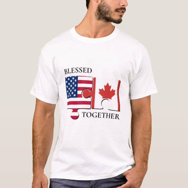 Camiseta Bandera de personalizado de EE. UU. CANADA (Anverso)