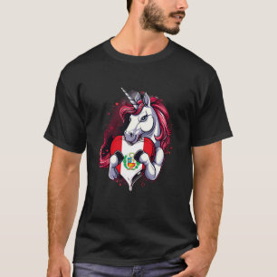 Camiseta Bandera de Perú Unicornio Raíces Peruanas Orgullo