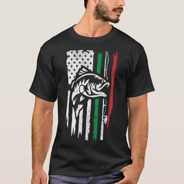Camiseta Bandera De Pesca Italiana Estadounidense B Para El (Anverso)