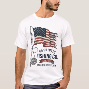 Camiseta Bandera de pesca patriótica vintage diseño vectori