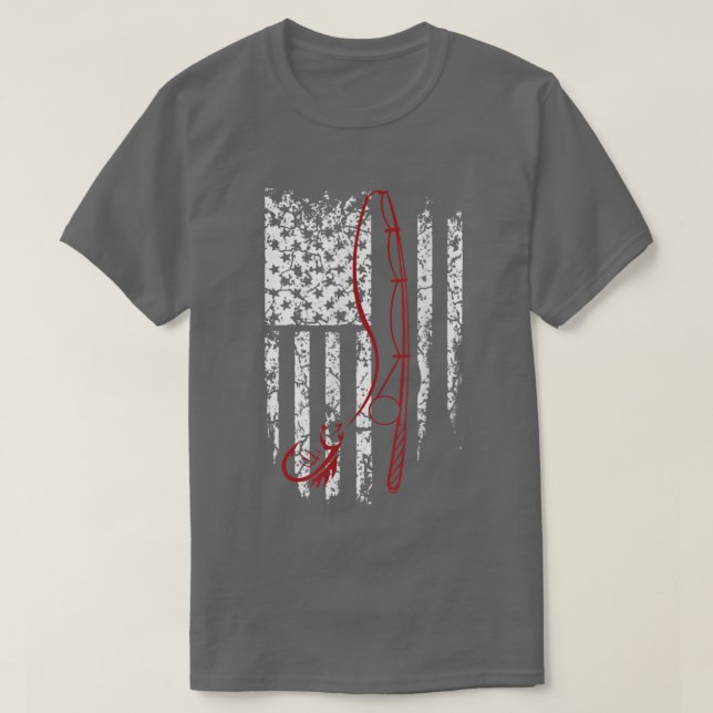Camiseta Bandera de pesca Rojo Rod de pesca (Diseño del anverso)