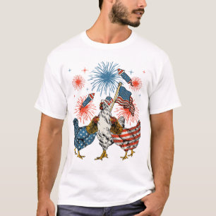 Camiseta Bandera de pollo de Estados Unidos Patriótica 4 de