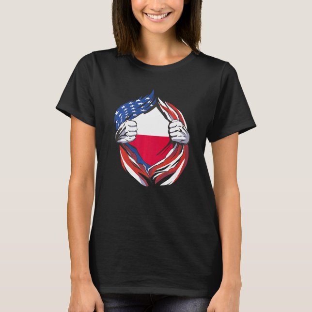 Camiseta Bandera de Polonia Orgullo americano de mi herenci (Anverso)