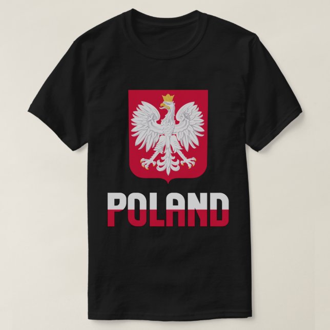 Camiseta Bandera de Polonia y Patriótico Del Escudo De Arma (Diseño del anverso)