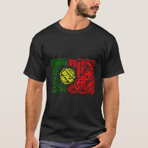 Camiseta Bandera De Portugal Con Nombres De Ciudades Lisboa