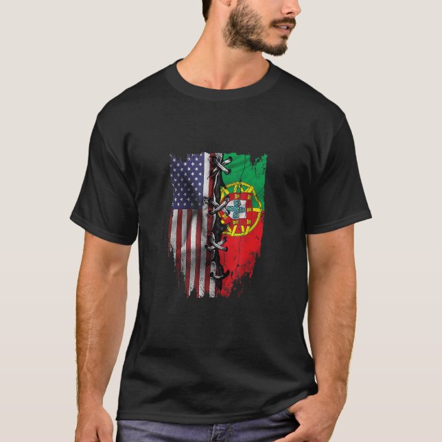 Camiseta Bandera de Portugal de Estados Unidos de origen po (Anverso)