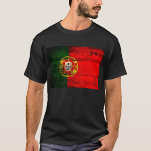 Camiseta Bandera de Portugal de madera antigua;