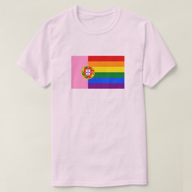 CAMISETA BANDERA DE PORTUGAL GAY Y RAINBOW (Diseño del anverso)