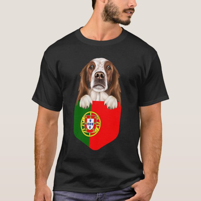 Camiseta Bandera de Portugal Perro irlandés, rojo y blanco, (Anverso)