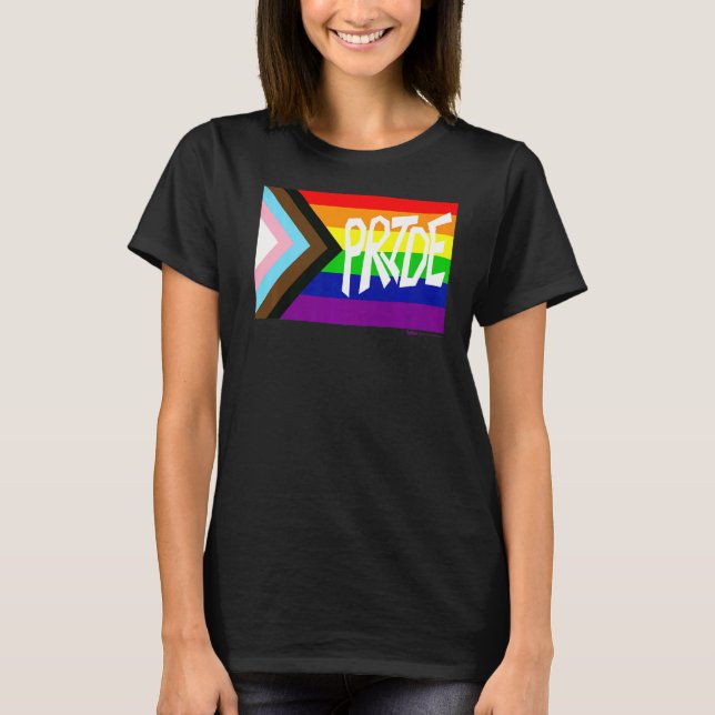 Camiseta Bandera de progreso Orgullo gay Palabra arco iris  (Anverso)