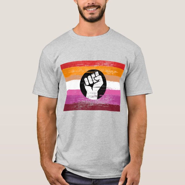 Camiseta Bandera de protesta pintada lesbiana (Anverso)