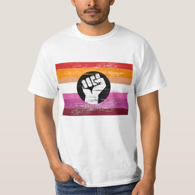 Camiseta Bandera de protesta pintada lesbiana (Anverso)