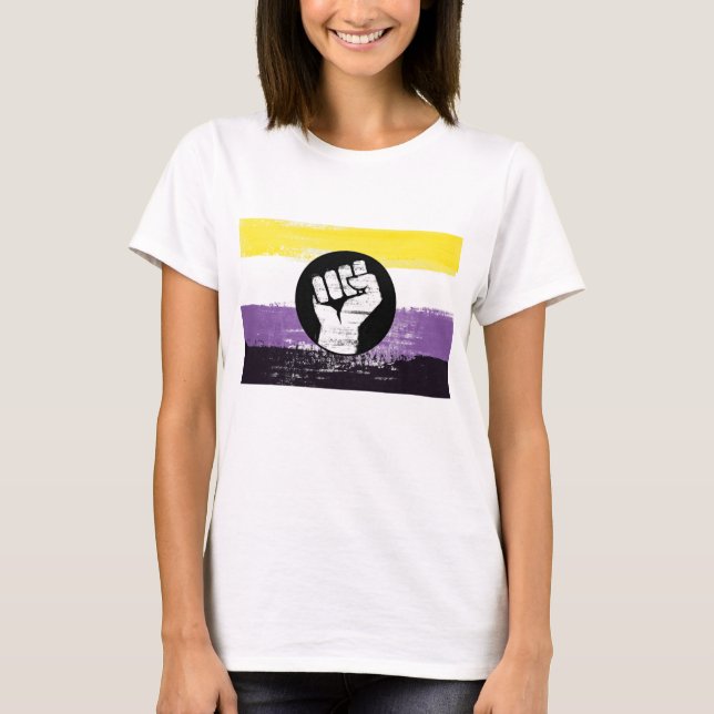Camiseta Bandera de protesta pintada no binaria (Anverso)