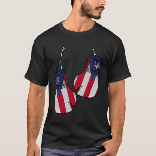 Camiseta Bandera de Puerto Rico Boxeador de guantes de boxe