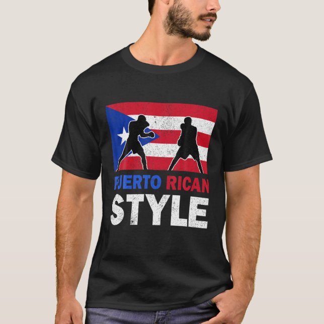 Camiseta Bandera de Puerto Rico Club de boxeo puertorriqueñ (Anverso)