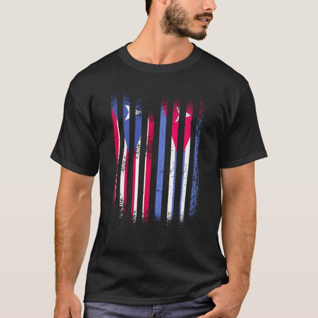 Camiseta Bandera de Puerto Rico Cuba crece bandera de país  (Anverso)