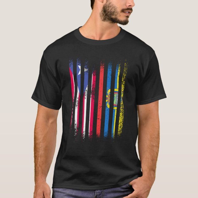 Camiseta Bandera de Puerto Rico Ecuador Grove Banda de band (Anverso)