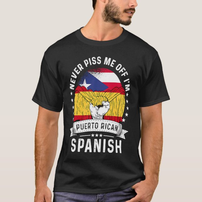 Camiseta Bandera de Puerto Rico España crece orgullo de hum (Anverso)