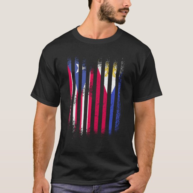 Camiseta Bandera de Puerto Rico Filipinas cultiva banderas  (Anverso)