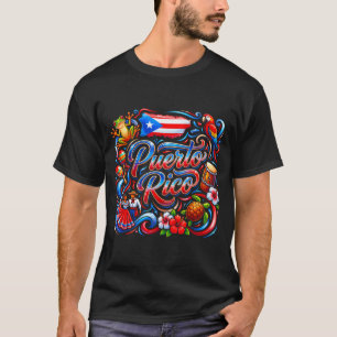 Camiseta bandera de Puerto Rico floral rana boricua hispáni