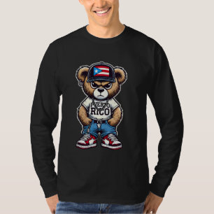 Camiseta Bandera de Puerto Rico Gracioso lindo oso de peluc