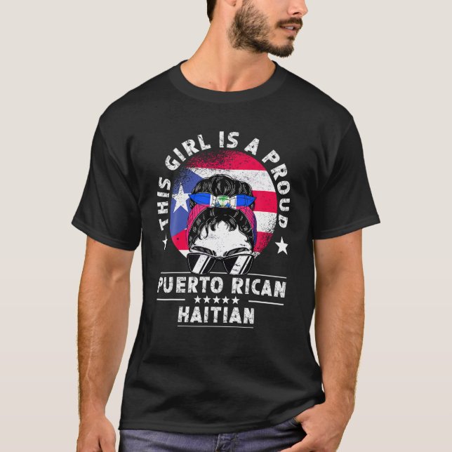 Camiseta Bandera de Puerto Rico Haití Grove el orgullo de l (Anverso)