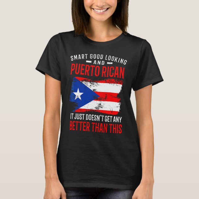 Camiseta Bandera De Puerto Rico Inteligente De Buena Vista  (Anverso)